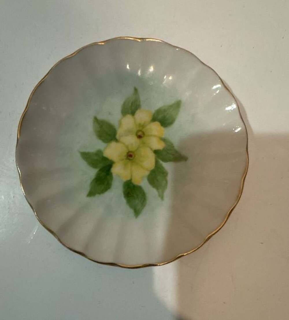 Vintage Hand-Painted Floral Porcelain Scalloped Edge Saucer Signed JCC